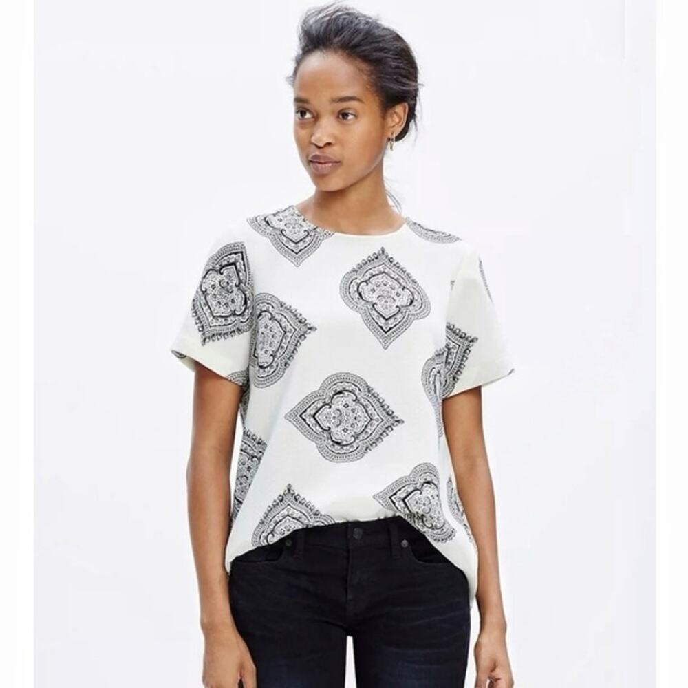 Madewell Paisley Textured Short Sleeve Top
